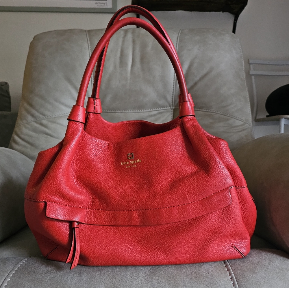 Kate Spade red leather Grand Park Stevie satchel shoulder‎ chunky bag